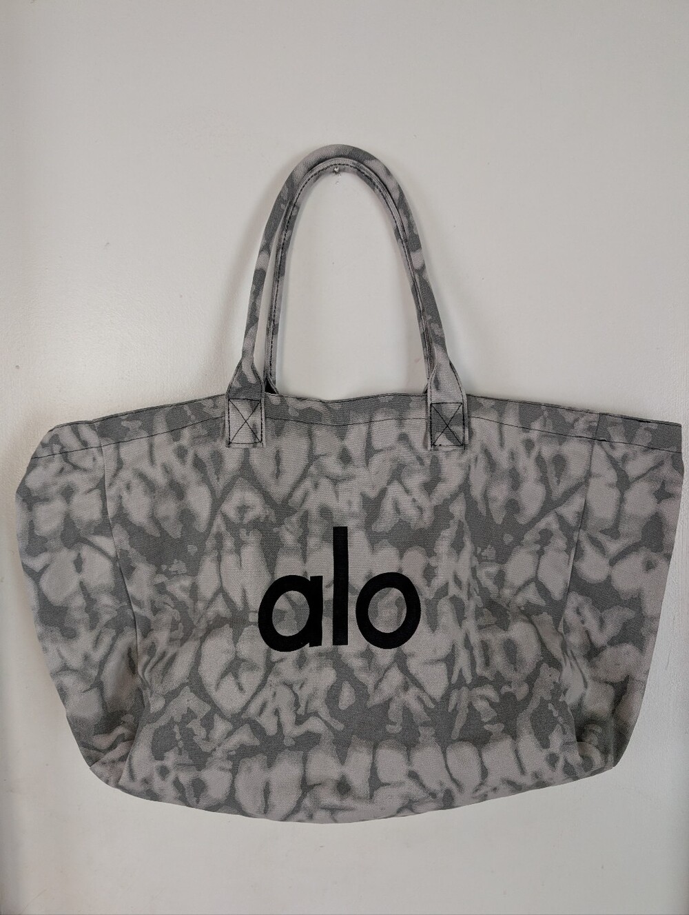 ALO Gray Cotton tie-dyed Yoga Shopper Tote Bag
